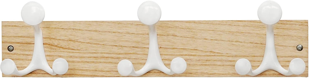 SKOLOO 17-Inch Natural Wood Coat Rack Wall Mount with 3 Triple Hooks - Ideal for Family Entrances, Classrooms, and Pet Supplies Storage - Perfect Coat Hooks for Wall