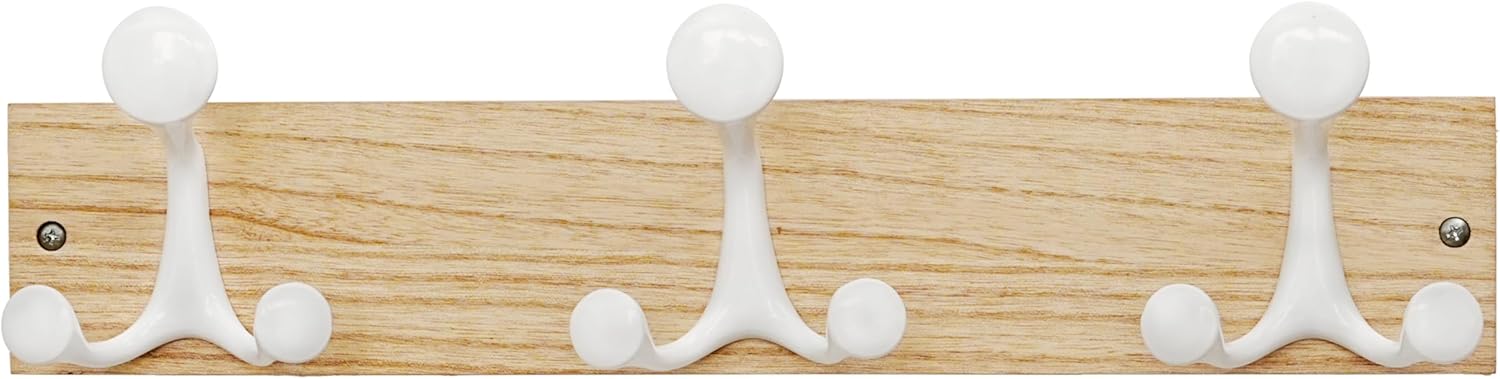 SKOLOO 17-Inch Natural Wood Coat Rack Wall Mount with 3 Triple Hooks - Ideal for Family Entrances, Classrooms, and Pet Supplies Storage - Perfect Coat Hooks for Wall