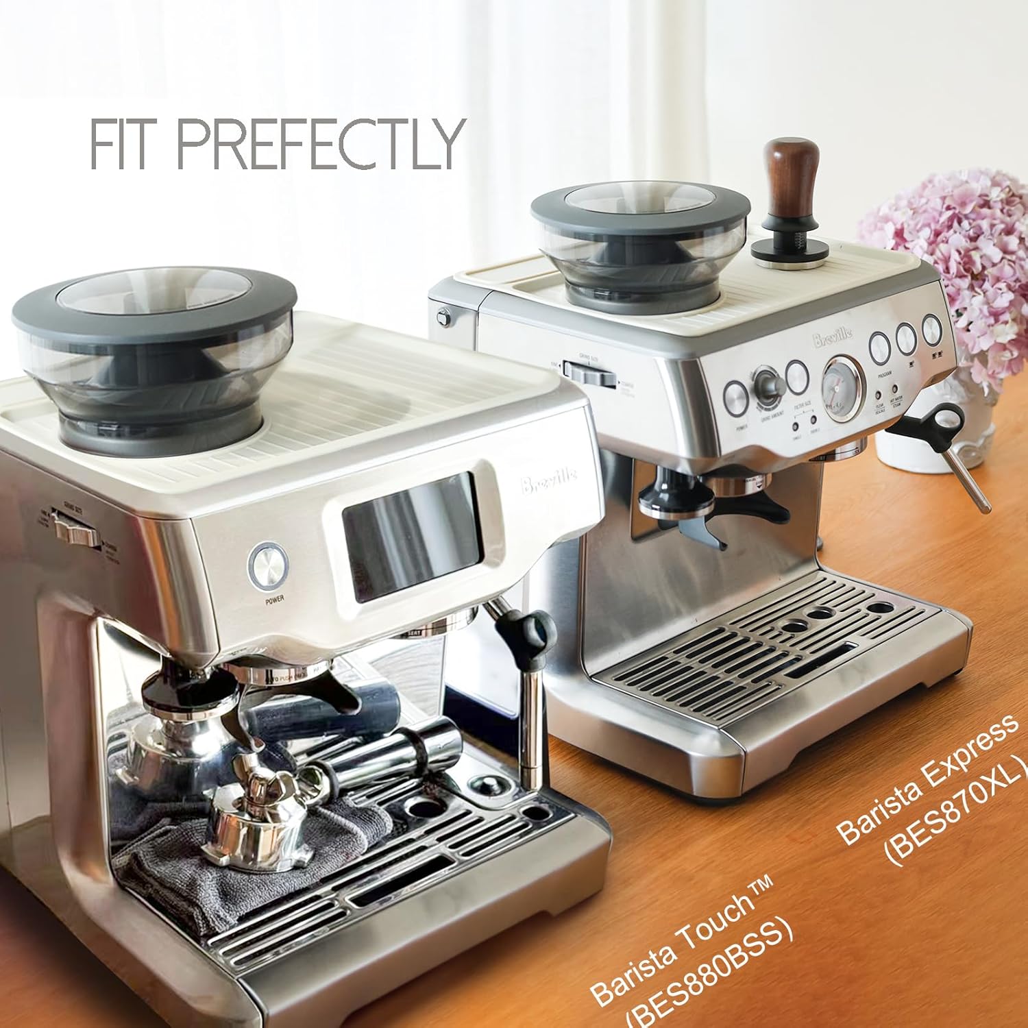 NOTSEK Tamping Mat for Breville 870/880, Silicone Top Mat for Breville Espresso Machine Accessories, Prevent Scratching, Beige