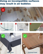 Crystal Clear Plastic Table Cover Protector, 54" x 54" Spill Resistant Easy Flat PVC Desk Pad Mat, 1.5mm Thick Waterproof Vinyl Table Top Protector for Dining Room Table, Office, Dresser