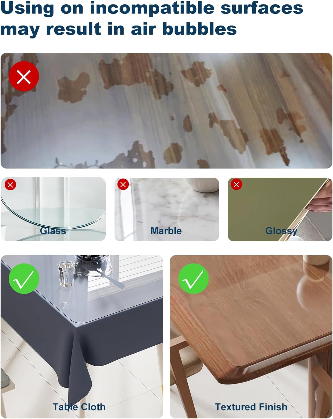 Crystal Clear Plastic Table Cover Protector, 42" x 78" Spill Resistant Easy Flat PVC Desk Pad Mat, 1.5mm Thick Rectangle Vinyl Table Top Protector for Dining Room Table, Office, Dresser