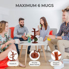 Pack 2 Mug Tree 6 Hooks Rubberwood 13.5"x7"x7", Strudy & Thick Base, Large & Small Cup Holder Tree Wooden for Jewelry, Kitchen Tools, Pantry, Ornaments, Countertop, Table Organizer (Natural)