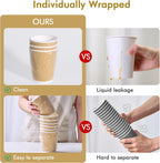 500 Pack 8 oz Paper Coffee Cups, Ripple Insulated Paper Cups, Hot Water Cups for Home, Office, Hotel, Meetings, Parties