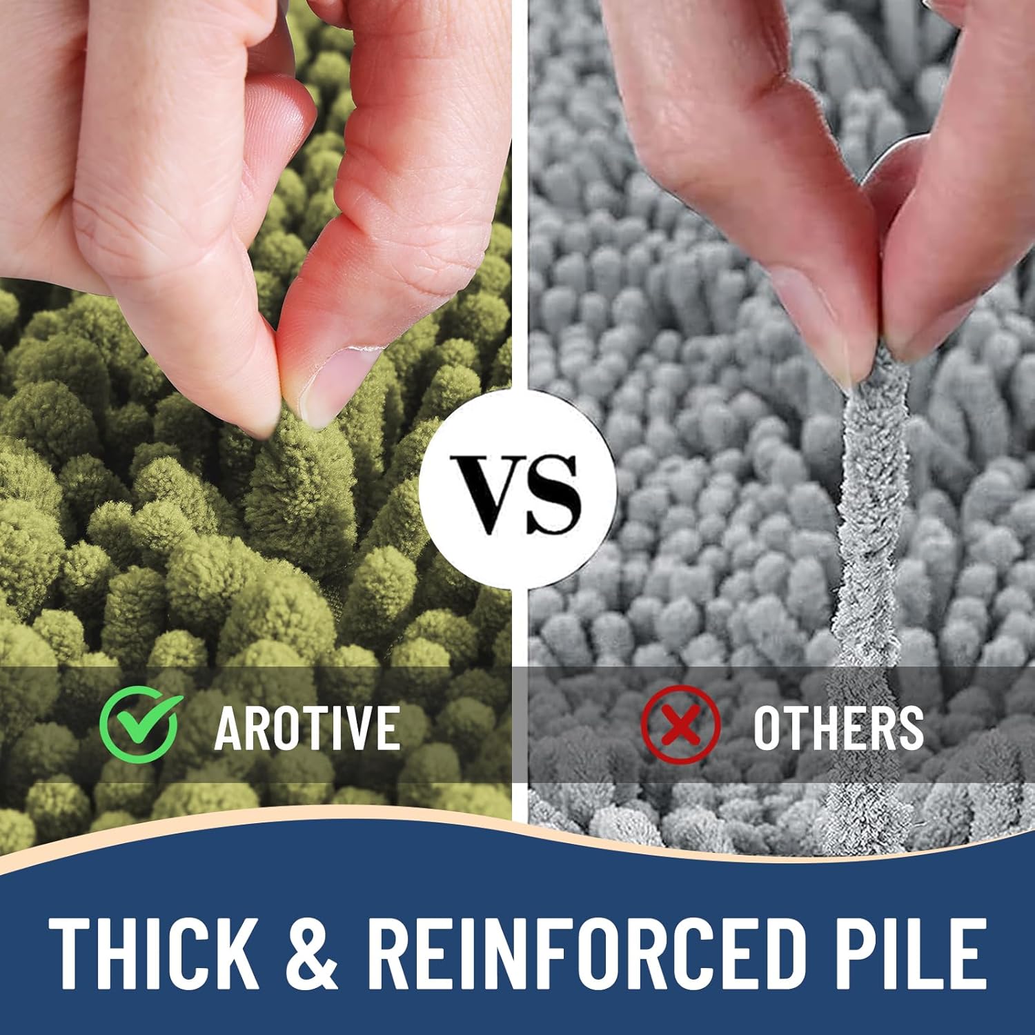 Arotive Luxury Chenille Bathroom Rug Mat, Extra Soft Thick Absorbent Shaggy Bath Rugs, Non-Slip Machine Wash Dry, Plush Bath Mats for Bathroom, Shower and Tub, 30x20, Willow Green