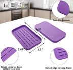 Silicone Kitchen Sink Organizer Tray for Multiple Usage,Eco-Friendly Sponges Holder for Kitchen Bathroom Counter or Sink,Dish Soap Dispenser,Scrubber,Bottle,Cup (Purple, 10"×5.3")