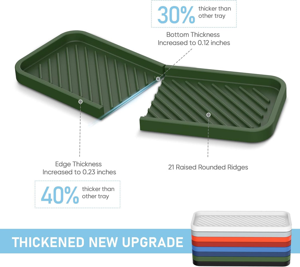 EG-SIPRO Kitchen Sink Organizer Tray,Sponge Holder for Kitchen Sink Bathroom Counter Tray Sponge Caddy Silicone Soap Holder for Soap dispenser, Bottle, Dishwashing Accessories(2-pack)