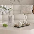 Wooden Decorative Tray, Oak 11.2" L Coffee Table Tray for Kitchen Countertop Soap Sponge Holder Candle Nightstand Table Centerpieces for Dining Room Decor Black Gold