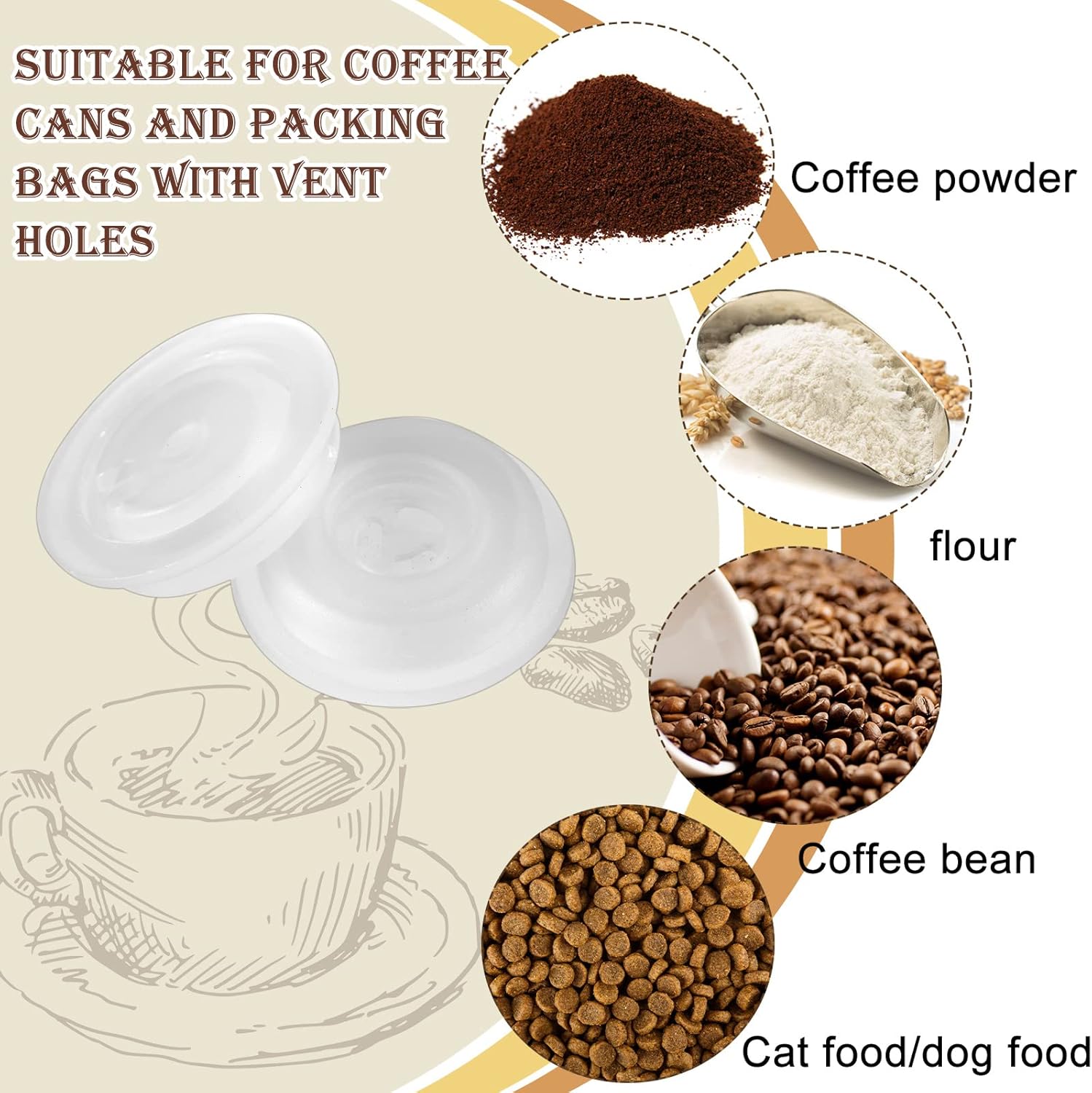 Tondiamo 22 Pcs Co2 Valve Filter Set Replacement for Coffee Canisters Airtight with 2 Rubber Rings, Degassing One Way Breather for Bean Container, Bag, Food Bags