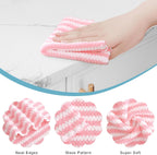 Homaxy 12 Pack Kitchen Dish Cloths, Ultra Soft and Absorbent Dish Towels, Reusable Fast Drying Microfiber Cleaning Cloth, Coral Velvet Wave Design No-lint, 10 x 10 inches, Pink