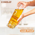 ComSaf 60oz Airtight Glass Jars Set of 3 with Lids Food Storage Jar Round - Tall Spaghetti Container with Clear Preserving Seal Wire Clip Fastening, Pasta jar for Kitchen Canning, Nut,Oat, Dry Goods