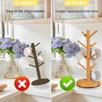 Mug Holder Tree,New Upgraded 360° Rotated 8 Hooks Coffee Cup Holder for Counter,Wood Coffee Mug Rack Standing for Co ffee Bar Accessories and Kitchen Home Organizer(Brown)