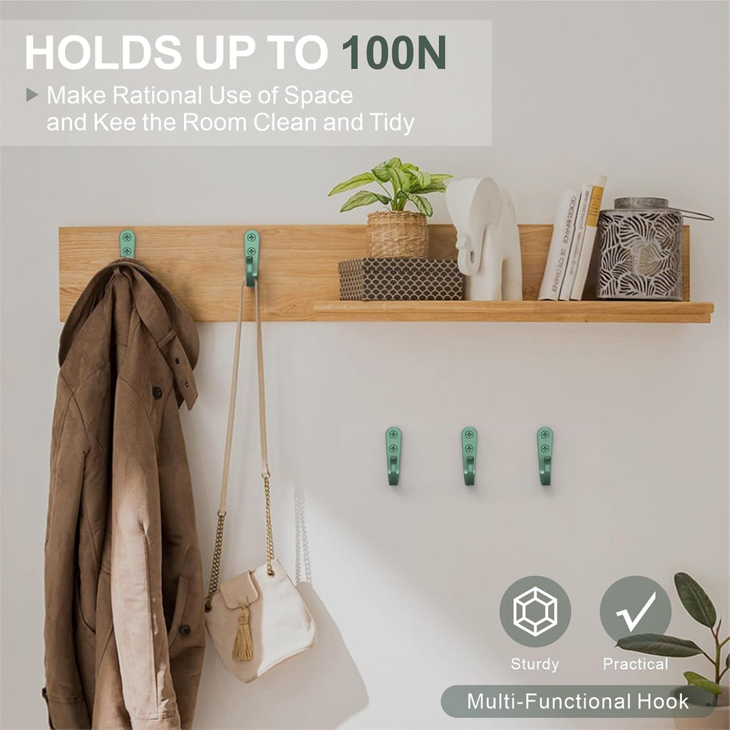 20PCS Heavy Duty Metal Wall Hooks, Coat Hooks for Hanging - with 40 Screws for Coats Towels Backpacks - Mint Green