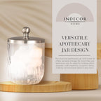 Glass Jar with Metal Lid for Bathroom Organization, Clear Apothecary Jar for Cotton Balls, Q Tips, and Small Accessories, Stylish Bathroom Storage Container Nickel