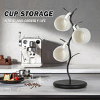 Mug Holder, Countertop Mug Tree, Coffee Mugs & Tea Cup Storage Rack, Coffee Counter Bar Accessory & Kitchen Organizer (Midnight Black)