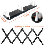 Dseap Accordian Wall Hanger: 16” High Wooden Wall Expandable Coat Rack, Hat Rack Holder, Accordion Hook for Baseball Caps, Coats, Mugs, 14 Peg Hooks, Black & White