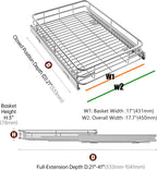 Heavy-Duty Premium Slide Out Shelves, Metal Roll Out Shelves for Kitchen Cabinets, Anti-Rust Chrome Finish (17" W x 21" D)