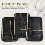 Koville Marble Tray, 12"x8" Marble Vanity Tray for Bathroom Kitchen Countertop, Rectangular Stone Tray for Cosmetics Perfume Trinket, Decorative Catchall Trays (Black)