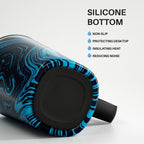 Ideus Vacuum Insulated Coffee Mug, 16oz Reusable Stainless Steel Thermal Double Walled cup with Handle and Slider Lid for Hot & Cold Beverages, BPA Free (Blue Zebra)