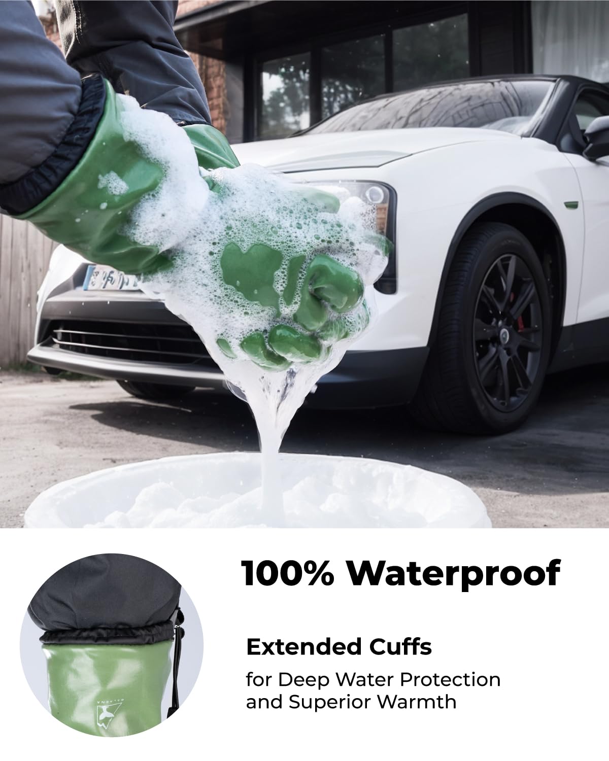 Waterproof Winter Gloves with Grip, Balaena Freezer Gloves for Light Duty Work & Outdoor Adventure, Hiking, Farming, Washing, Ice Fishing, Green, Small