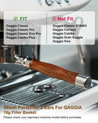 58mm Bottomless Portafilter For Gaggia, 2 Ears Slim Naked Portafilter Fits Gaggia Espresso Coffee Machines with Stainless Steel Head and 18g Filter Basket and Puck Screen - Rosewood Handle