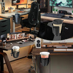 Deeper Desk Cup Holder with Large Metal Clamp, 3.8" Diameter Cup Holder, Anti-Spill Cup Holder Compatible with YETI Bottles & Pen Holder. (Large)