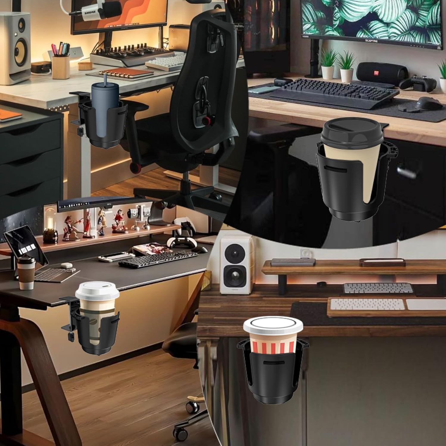 Deeper Desk Cup Holder with Large Metal Clamp, 3.8" Diameter Cup Holder, Anti-Spill Cup Holder Compatible with YETI Bottles & Pen Holder. (Large)