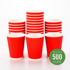 Restaurantware 12 Ounce Ripple Wall Disposable Coffee Cups, 500 Insulated Midnight Red Paper Tumblers with Rolled Rim Design, Lids Sold Separately for Hot Drinks like Tea, Hot Chocolate and More