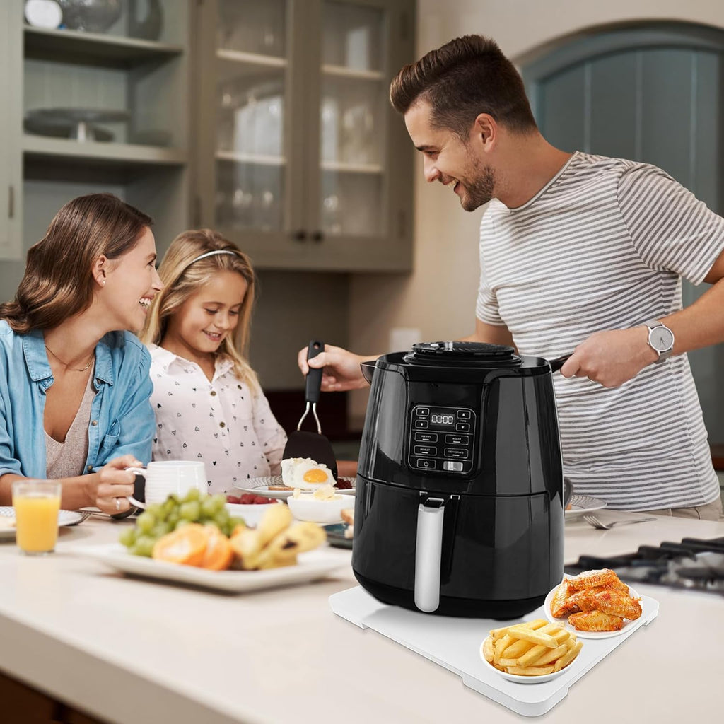 360° Rolling Tray Bamboo Appliance Slider for Kitchen Appliances, for Breville Espresso Machine Accessories, Sliding Tray for Coffee Maker Appliances Mat Easily from Under The Cabinet White13"×15.7"