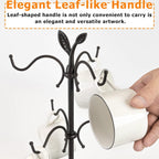 Coffee Mug Holder for Large Mugs, Mug Tree for Counter, Cup Holder for Countertop, Mug Rack with Tray, Metal Mug Tree with 6 Hooks, Coffee Counter Bar Accessory & Kitchen Home Organizer