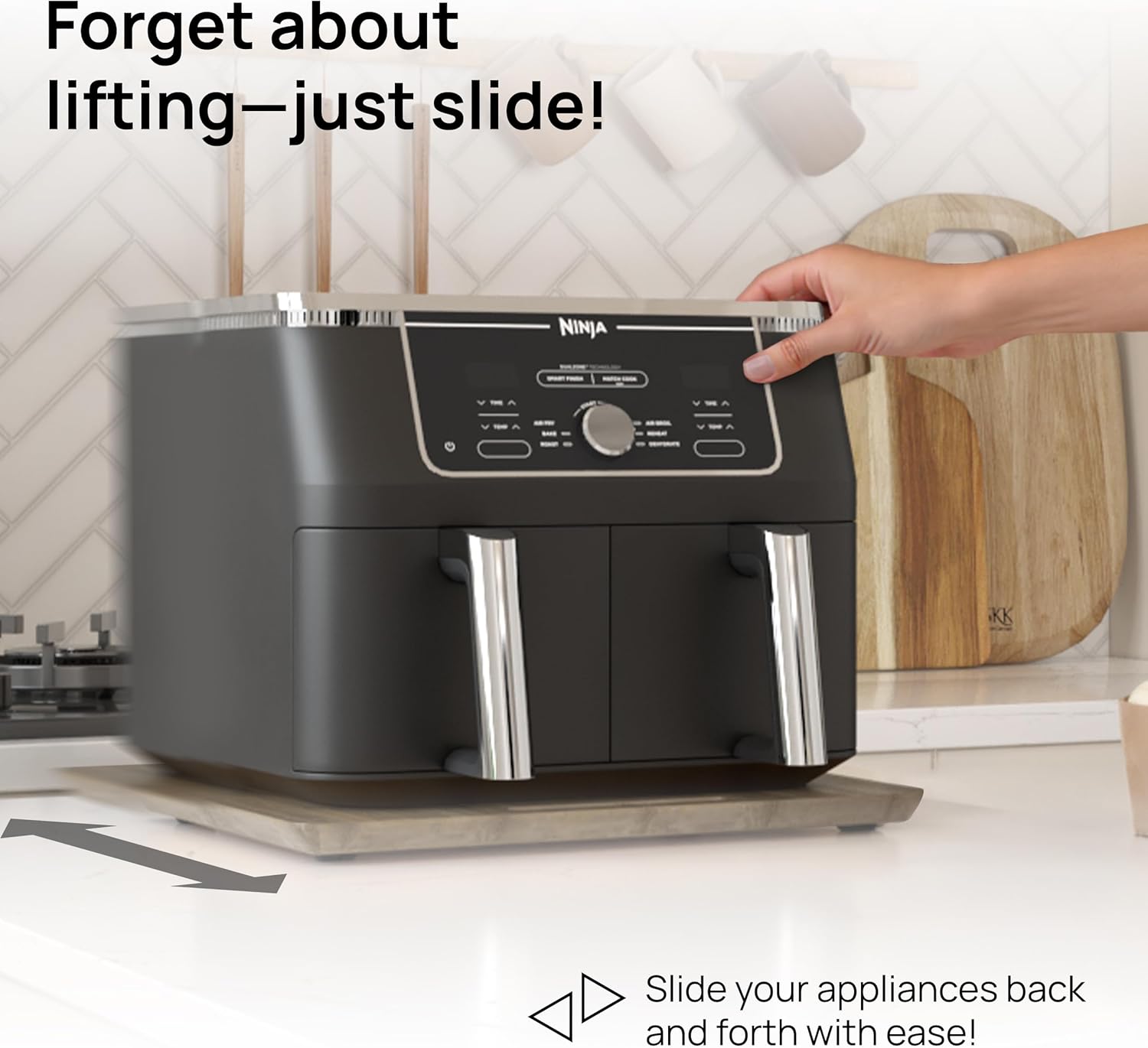 Ibyx Elegant Sliding Tray for Your Coffee Maker & Heavy Kitchen Appliances - Sturdy, Slides Easily from Under The Cabinet (Brown, 16" W x 13" D)