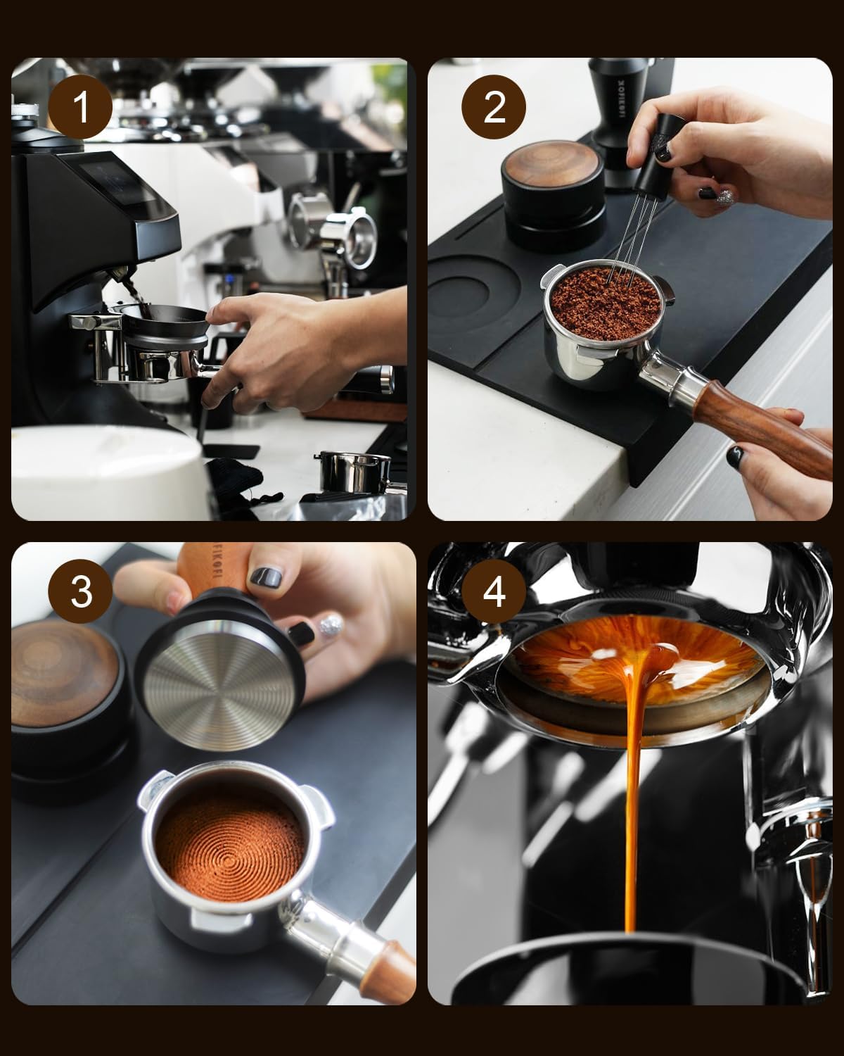 54mm Bottomless Portafilter 3 Ears, Bottomless Naked Portafilter Compatible with Breville/Sage Barista Express BES870/876/878/880/881/450/500/810/840, with Puck Screen and 18g Filter Basket - Rosewood