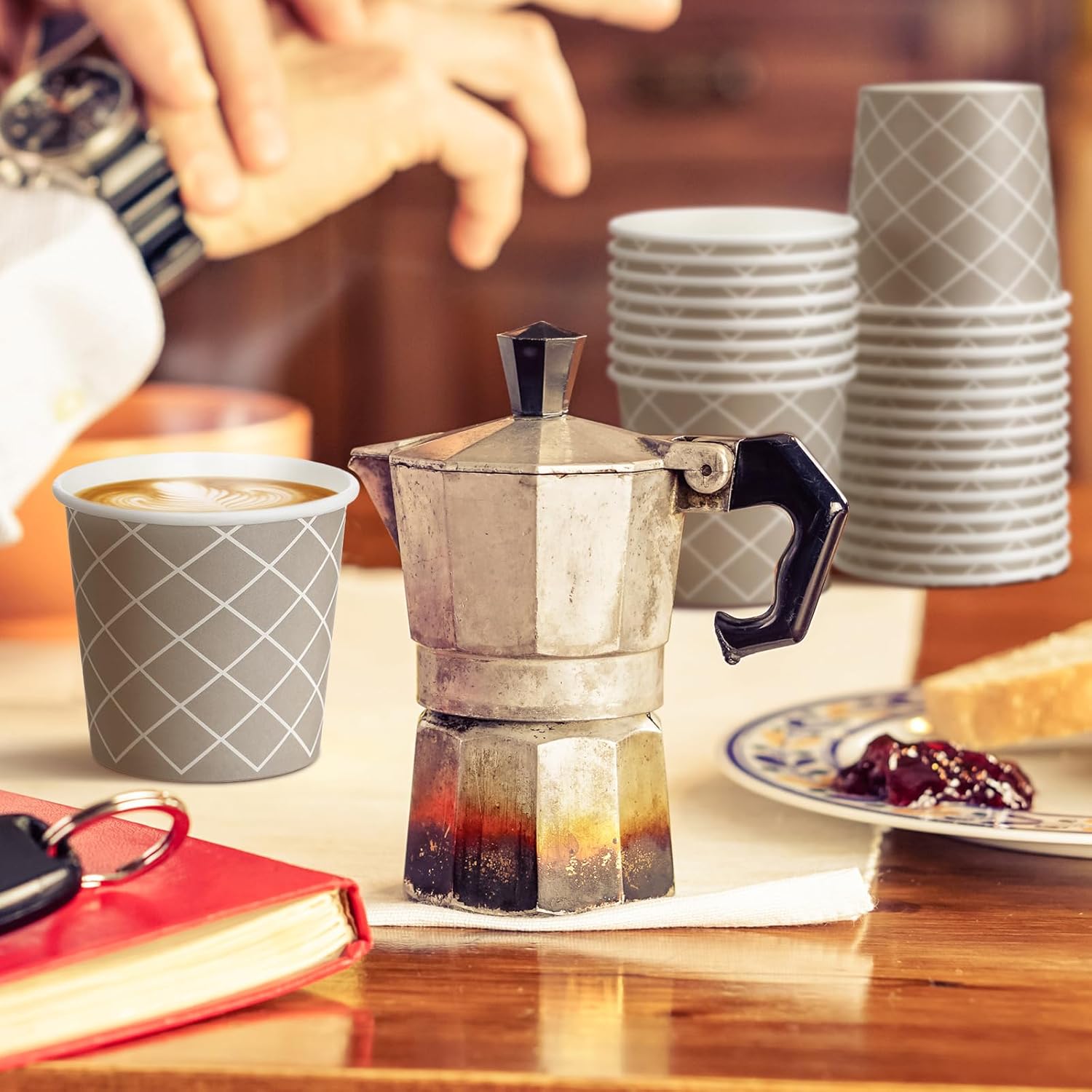 Rtteri 300 Pcs Count 3 oz Disposable Coffee Cups Disposable Espresso Cups Small Paper Cups 3 oz Cups for Coffee Tea Cocoa Juice Mini Paper Cups for Cafes Offices and Home