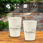 Smygoods Disposable Coffee Cups, To Go Paper Hot Cups, Rise and Shine Design (12 OZ, 50 Count) For Hot Beverages, Coffee, Tea, Espresso, Cocoa - Vasos Para Cafe