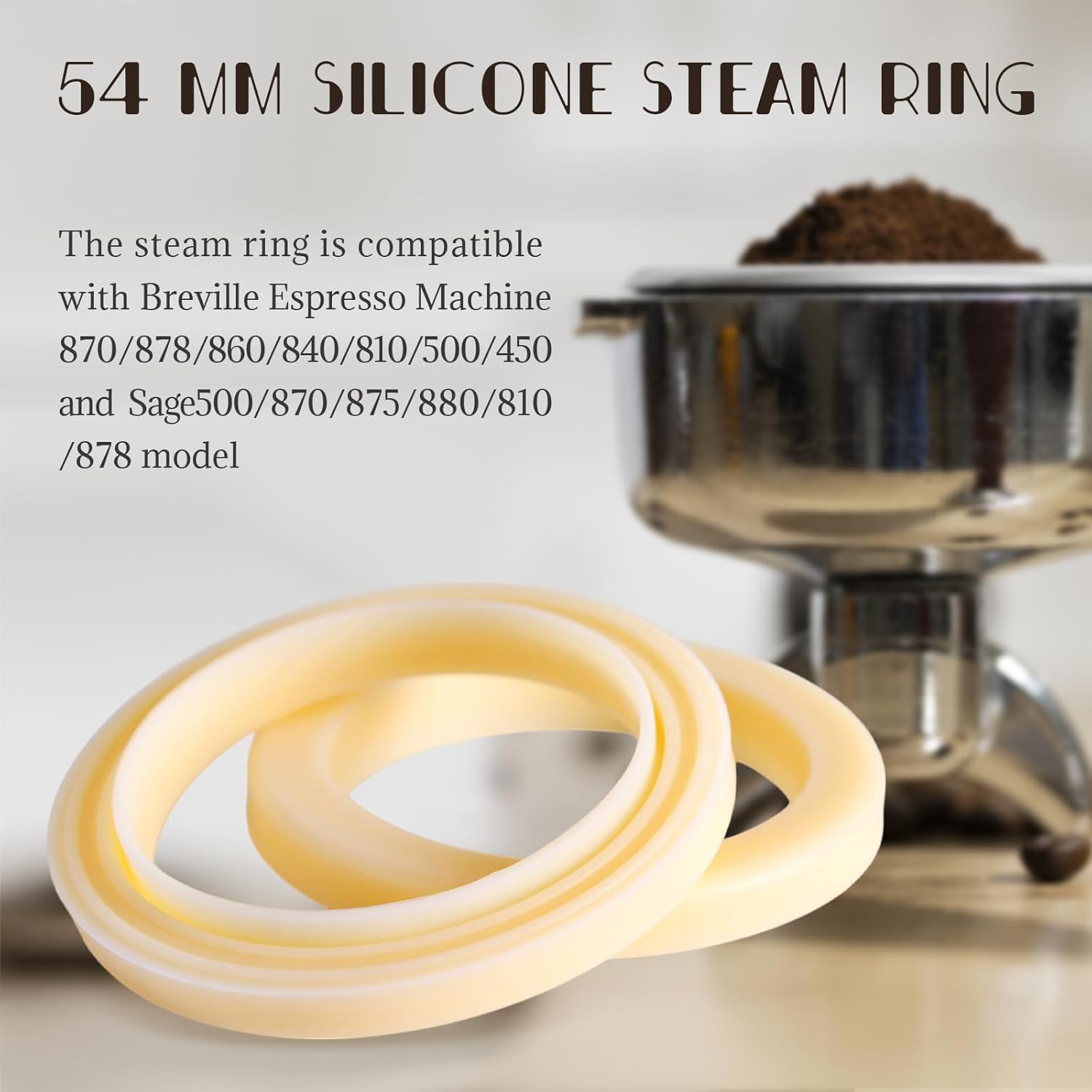 2PCS 54mm Silicone Steam Ring for Breville Espresso Machine, Espresso Machine Accessories for Breville 878/870/860/840/810/500/450 and Sage 500/870/875/880/810/878 Grouphead Gasket Replacement Part
