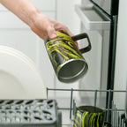 Ideus Vacuum Insulated Coffee Mug, 16oz Reusable Stainless Steel Thermal Double Walled cup with Handle and Slider Lid for Hot & Cold Beverages, BPA Free (Yellow Zebra)