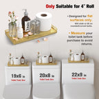 Oak Bathroom Toilet Tank Tray, 13" Wood Toilet Paper Storage Basket Back of Toilet Basket Organizer, Vanity Tray for Perfume Makeup Candle Kitchen Counter Coffee Table Decor, Gold