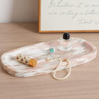 Koville Natural Marble Tray for Bathroom Countertop, Vanity Tray for Decor, Marble Bathroom Trays Stone Storage Trays for Perfume, Jewelry, Candles, Decorative Tray for Dresser Organizer(Norway Red)