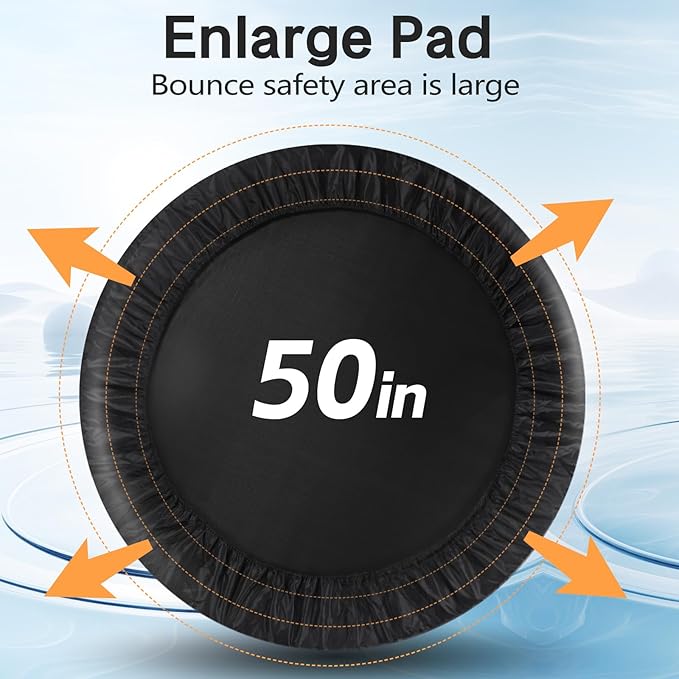 Rebounder Trampoline for Adults, 40"/50" Foldable Spring Fitness Trampoline - 450 lbs Capacity, Quiet & Stable Indoor/Outdoor Exercise Equipment for Cardio Workout