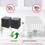 kimteny 13x28 Inches Kitchen Cloth Dish Towels, 400 GSM Premium Dishcloths, Super Absorbent Coral Velvet Microfiber Cleaning Cloths, Fast Drying Rags for Washing Dishes (12 Pack, Dark Grey)