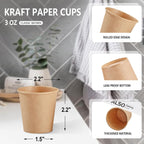 1200 Pack 3 oz Kraft Paper Cups, Disposable Bathroom Cups, Mini Mouthwash Cups, Hot/Cold Beverage Drinking Cup for Gargle Espresso Juice Medicine (Brown)