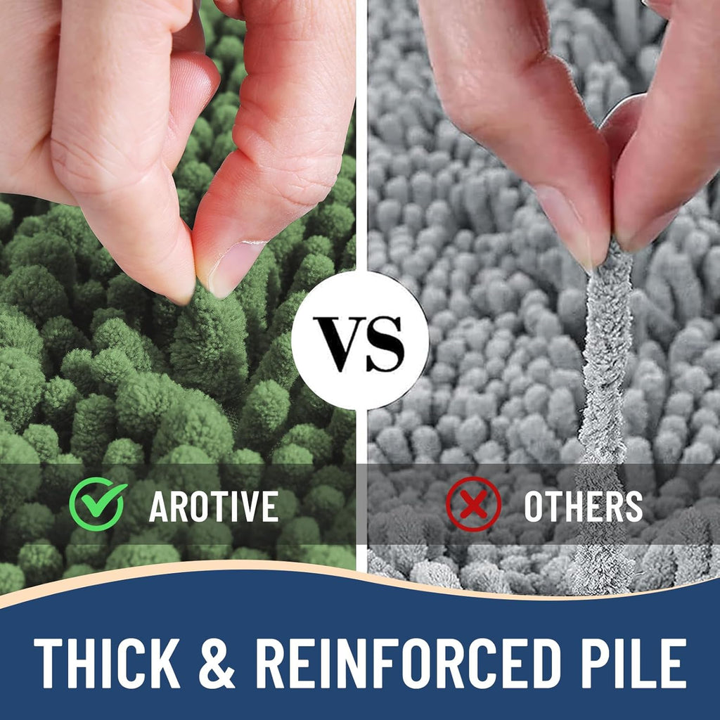 Arotive Luxury Chenille Bathroom Rug Mat, Extra Soft Thick Absorbent Shaggy Bath Rugs, Non-Slip Machine Wash Dry, Plush Bath Mats for Bathroom, Shower and Tub, 30x20, Olive Green