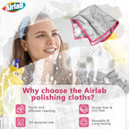 Airlab Glass Polishing Cloth Streak Free Miracle Microfiber Cleaning Cloth Lint Free Cleaning Rags for Glasses Kitchen Dish Mirrors Easy Clean, Pack of 6, 12" x 12", Sliver-Pink