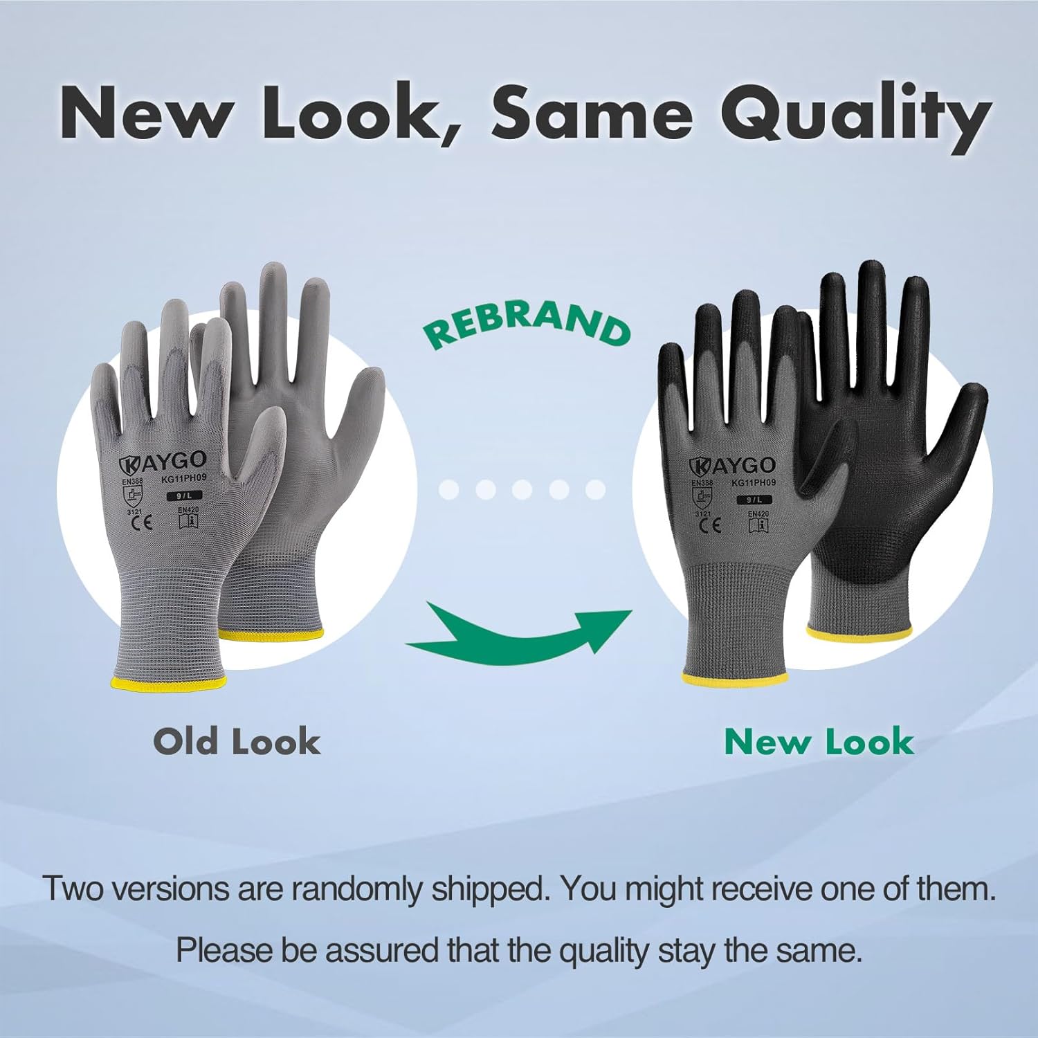 KAYGO Safety Work Gloves PU Coated, 60 Pairs, KG11PB, Seamless Knit Glove with Polyurethane Coated Smooth Grip on Palm & Fingers, for Men and Women (Small, Gray)