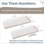 Countertop and Vanity Tray - 2 PC Large 11.7" Silicone Bathroom Trays, Counter Organizer, Dish Soap Sponge Holder Kitchen Sink Tray Organizer, Sink Caddy Toothbrush Key Kitchen Soap Trays