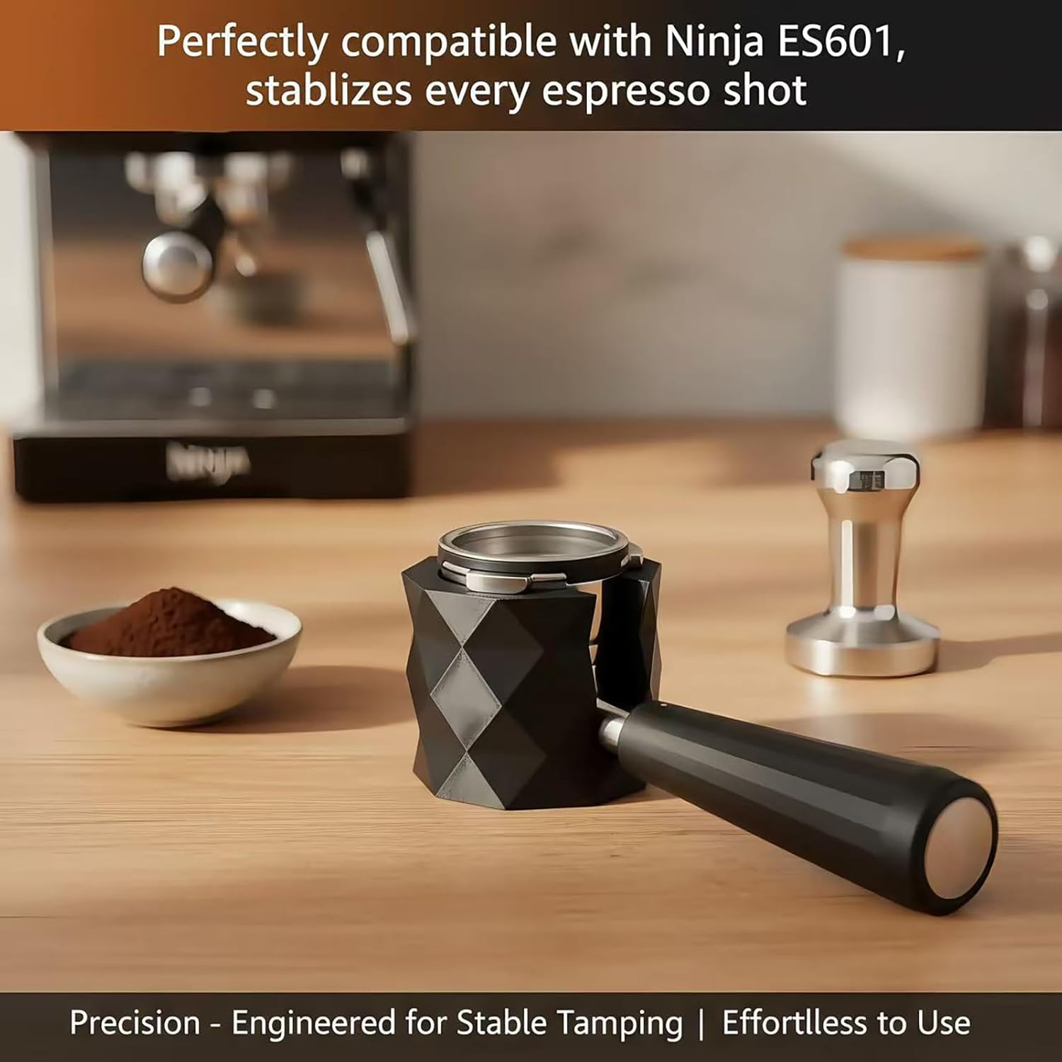 Coffee Tamper Base Compatible with Ninja Espresso Machine ES601/ES701, Anti-Slip Silicone Portafilter Support Stand for Ninja Luxe Cafe Accessories, Stable Tamping Base for Home Baristas