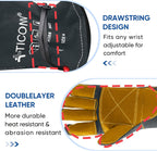 TICONN Welding Gloves, 1000°F Heat-Resistant Fireproof Leather Gloves for Welders, Stick, Forge, Mig, Tig, BBQ, Baking, Oven