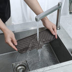 Silicone Bathroom Soap Dishes with Drain Spout-Bathroom and Kitchen Sink Organizer,Sponge Holder,Dish Soap Tray,Perfect for Dispenser,Scrubber,Bottle,Cup on Sink or Counter-Coffee 12"×4"