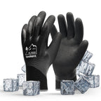 Waterproof Gloves for Men and Women, Freezer Gloves with Grip, Double Nitrile Dipped for Extreme Oil Repellent, for Construction, Mechanics, Mining, Plumbing, Black, Medium