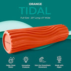 Oceanfoam Tidal Roller - Orange - Muscle Massage Foam Roller for Back Pain & Stretching - Firm and Ergonomic Wide Wave Textured - Yoga, Athletics, & Wellness - Full Size, 20" x 5"