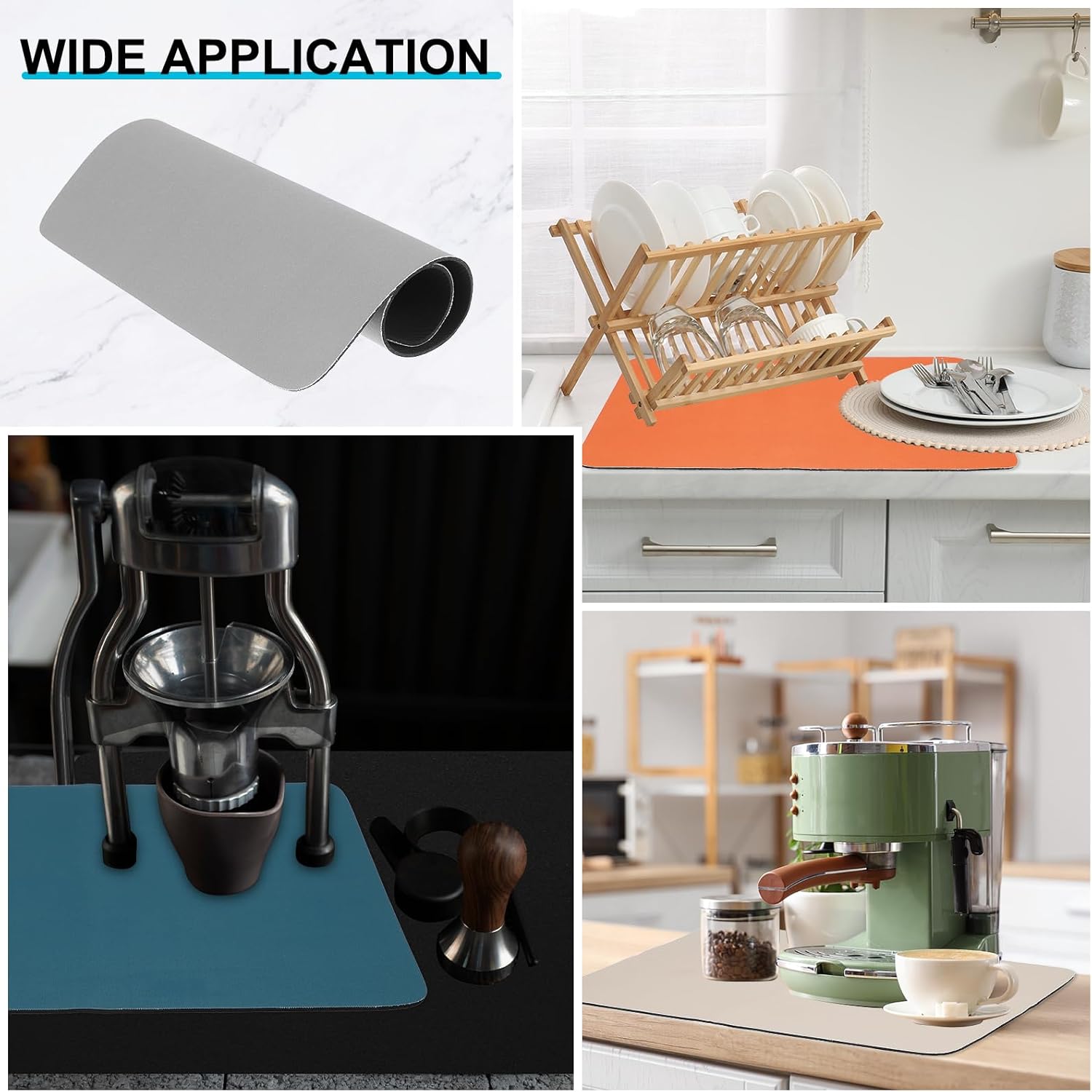 uxcell Silicone Mats for Kitchen Counter, 35.4" x 23.6" Non-Slip Countertop Protector Mat Heat Resistant Coffee Mat Waterproof Table Placemat, Gray